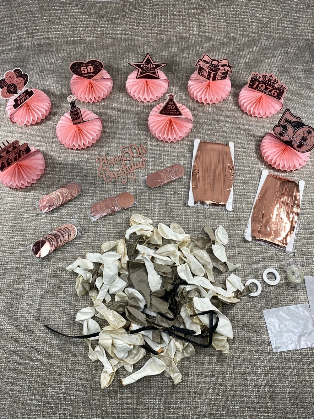 Pink and Rose Gold 50th Birthday Table Decoration Set
